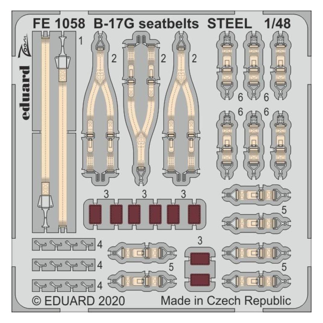 Eduard B-17G seatbelts STEEL for HKM (FE1058)