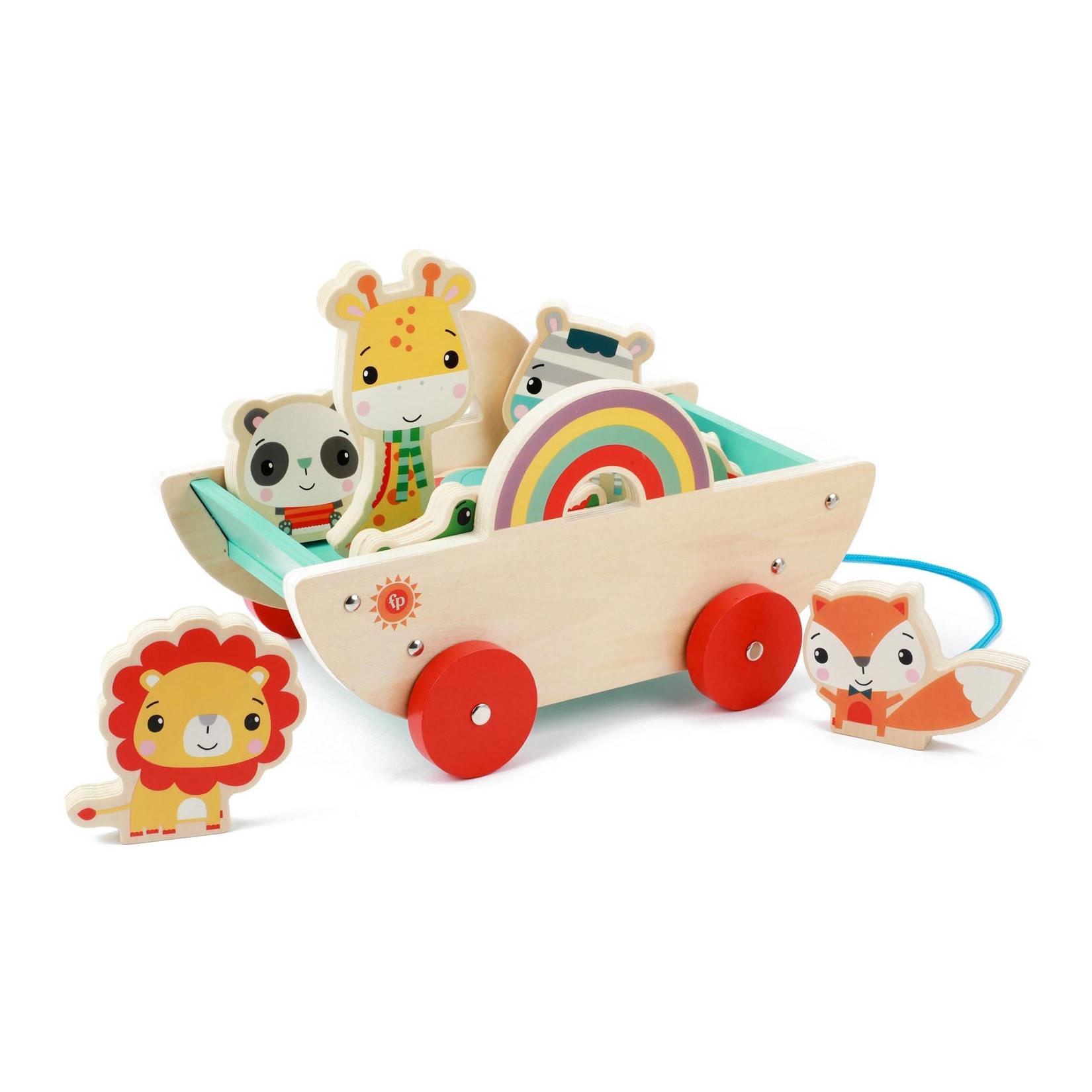 Fisher-Price - Holz-Ziehwagen mit 8 Tieren