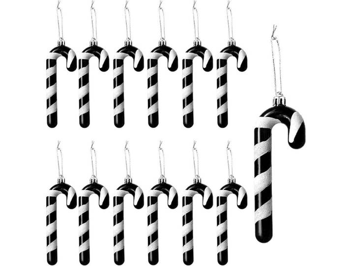 Weihnachtsbaumschmuck 12-teiliges Set Zuckerstangen zum Hängen 13 cm, Mehrfarbig, Kunststoff, 4x1x13 cm, Dekoration, Weihnachtsdekoration