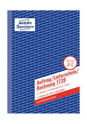 Avery Zweckform Auftrag Lieferschein Rechnung Nr. 1739