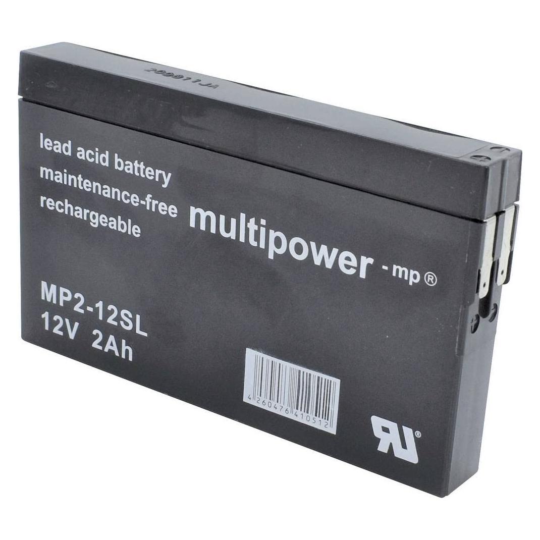 Multipower MP2-12SL MP2-12SL Bleiakku 12 V 2 Ah Blei-Vlies (AGM) (B x H x T) 148 x 90 x 20 mm Flachstecker 4.8 (2000 mAh, 12 V) (MP2-12SL)
