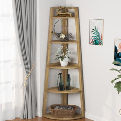 Tribesigns 70 inch Tall Corner Shelf, 5 Tier Bookshelf Bookcase, Modern Corner Ladder Shelf Plant Stand for Living Room