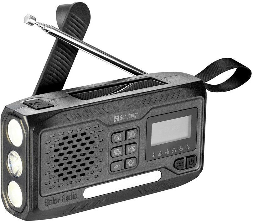 Sandberg Active Survivor Nødradio - 4500mAh Solcelle Powerbank - DAB / FM-Radio - Sort