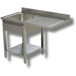 Ristoattrezzature Edelstahlspüle – professionell, für Küchen, Restaurants und Pizzerien – 1 Becken, freitragender Abfluss rechts – 120 x 60 x 85 h