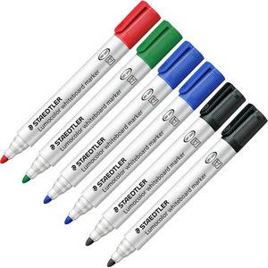 Staedtler Whiteboardmarker Lumocolor 351, Rundspitze, Strichbreite 2mm, abwischbar, 6 Stück