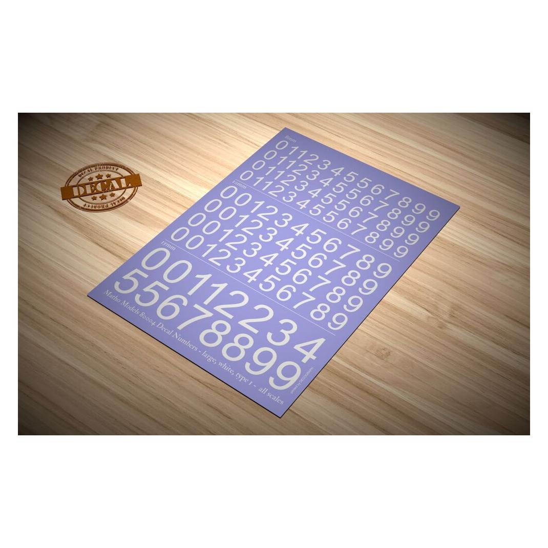 Matho Models Decal Numbers - large, white, type 1 (80004)