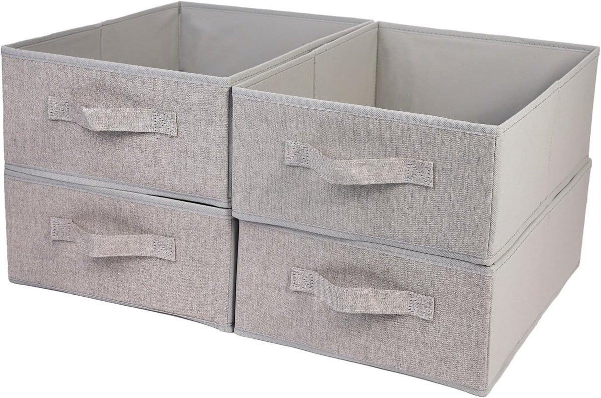 Thijox Opvouwbare Kleding Opbergbakken - Set van 4 - Grijs