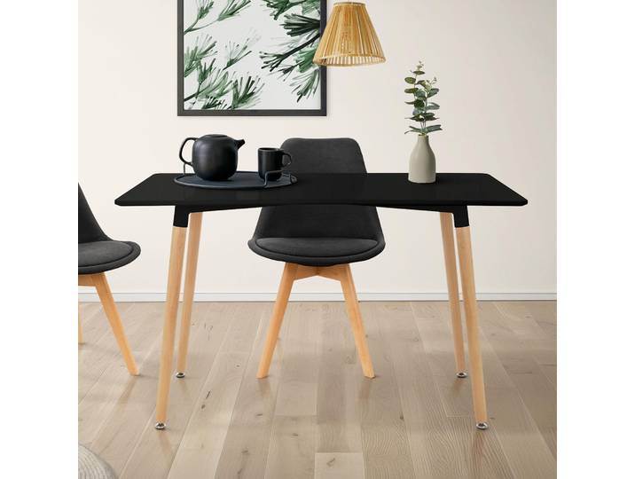 ML-Design Esstisch aus Holz, Rechteckiger Esszimmertisch mit Buchenholzbeine für 4-6 Personen, Skandinavisch Küchentisch
