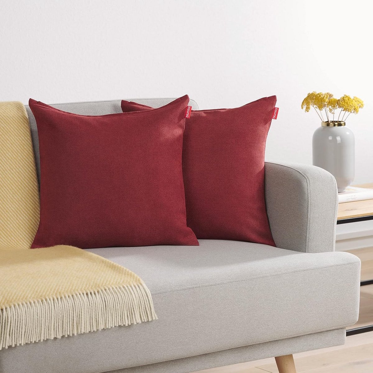 Set van 2 luxe rode chenille sierkussenslopen 50 x 50 cm