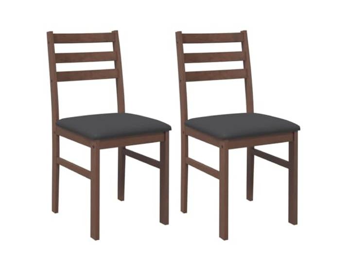 HKLGBVCR Esszimmerstühle mit Kissen, 2 Stück, Braun, Massivholz, Gummi Massives Gummibaumholz, inklusive Kissen, ergonomische Rückenlehne, Esszimmer, Wohnzimmer, Essen, Entspannung