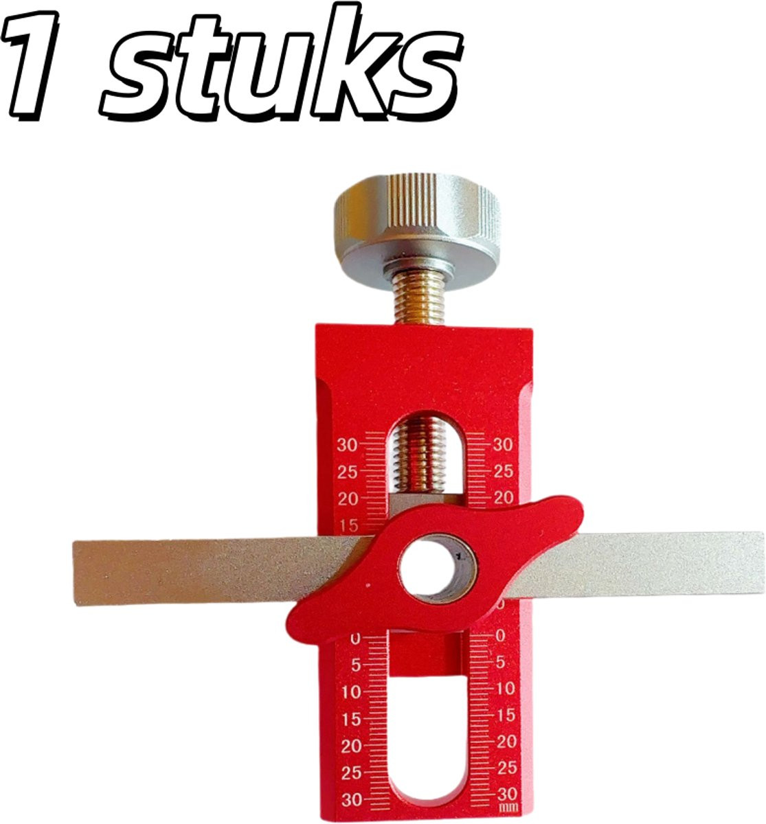Rood aluminium hulpmiddel voor het installeren van kastdeuren met snelle positionering en hefmechanisme