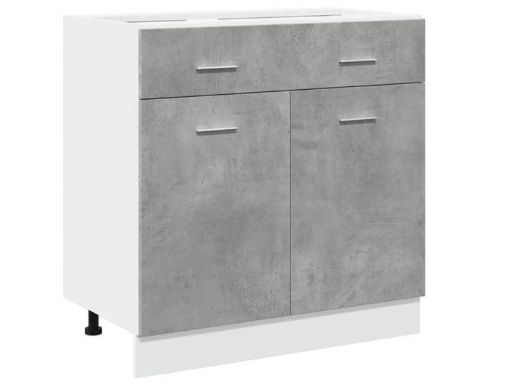 (Promotion octo)Meuble bas de rangement cuisine - Armoire à tiroirs  Lyon  Gris béton 80 x 46 x 81 5 cm Bois d'ingénierie 965077