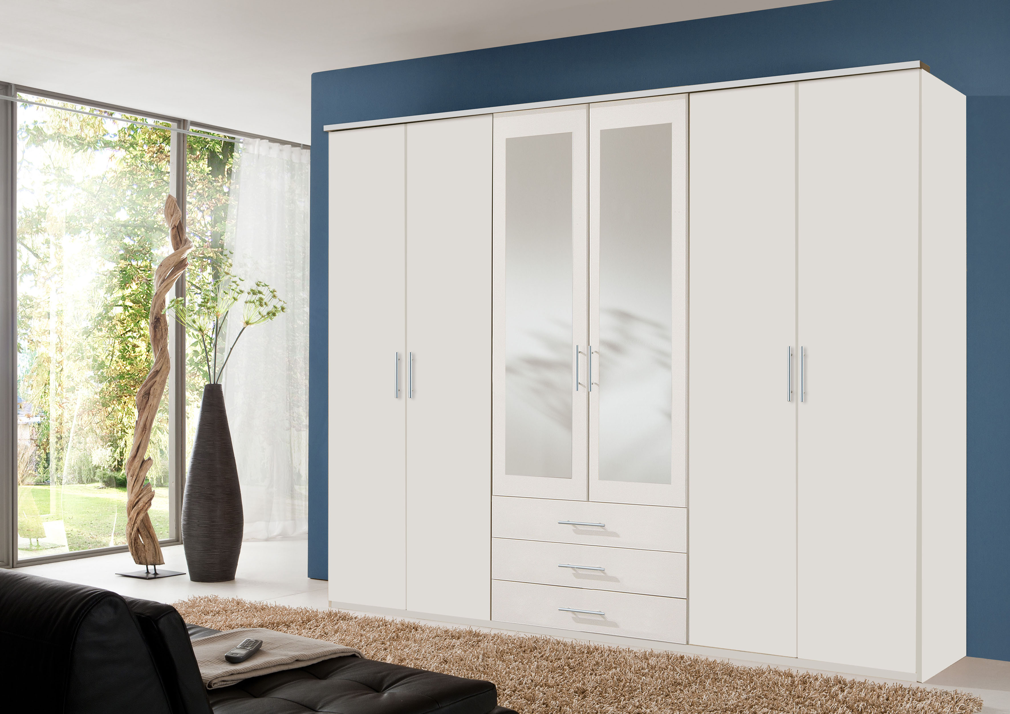Kleiderschrank WIMEX "Ben", weiß, B:270cm H:210cm T:58cm, Schränke, Kleiderschrank, mit jeweils drei Schubkästen