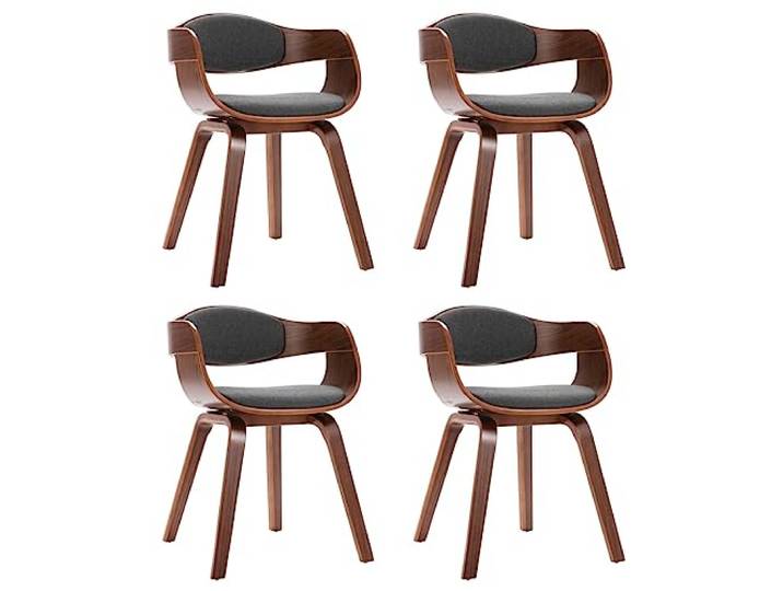 Todiikf 4er Set Esszimmerstühle Polsterstuhl Bugholz Grau Ergonomische Küchendesign Stühle mit gebogenem Holzrahmen und Stoffbezug für Esszimmer, Wohnzimmer oder Büro.