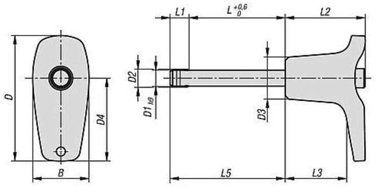 KIPP Kugelsperrbolzen mit L-Griff D1=12 L=40 Edelstahl 1.4542 (K0792.11844712040)