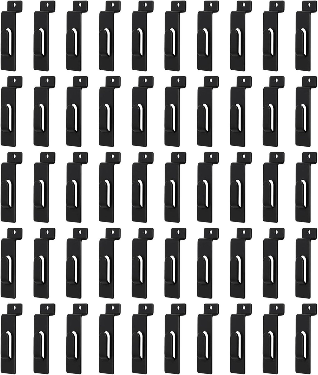 Aluminiumstaal Slatwall Haken - 50 stuks - Zwart - voor foto's en schilderijen