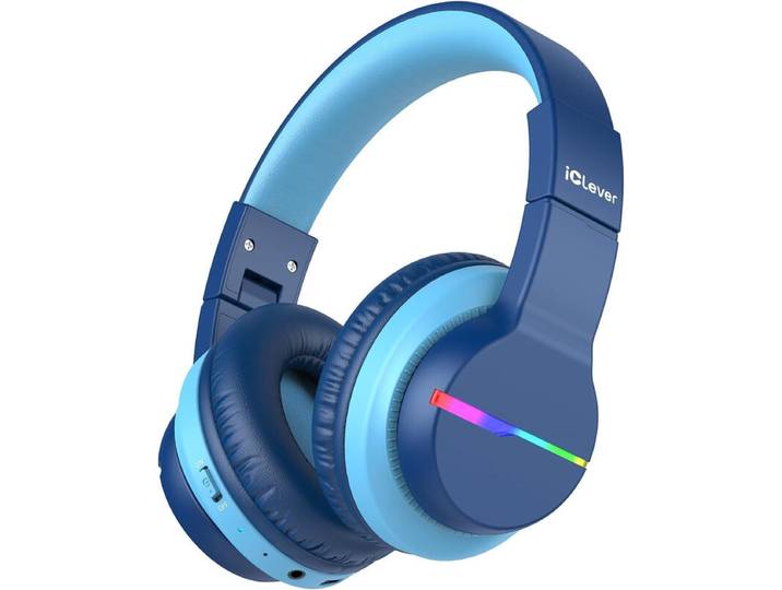 iClever BTH12 Casque Bluetooth pour Enfants, Bleu