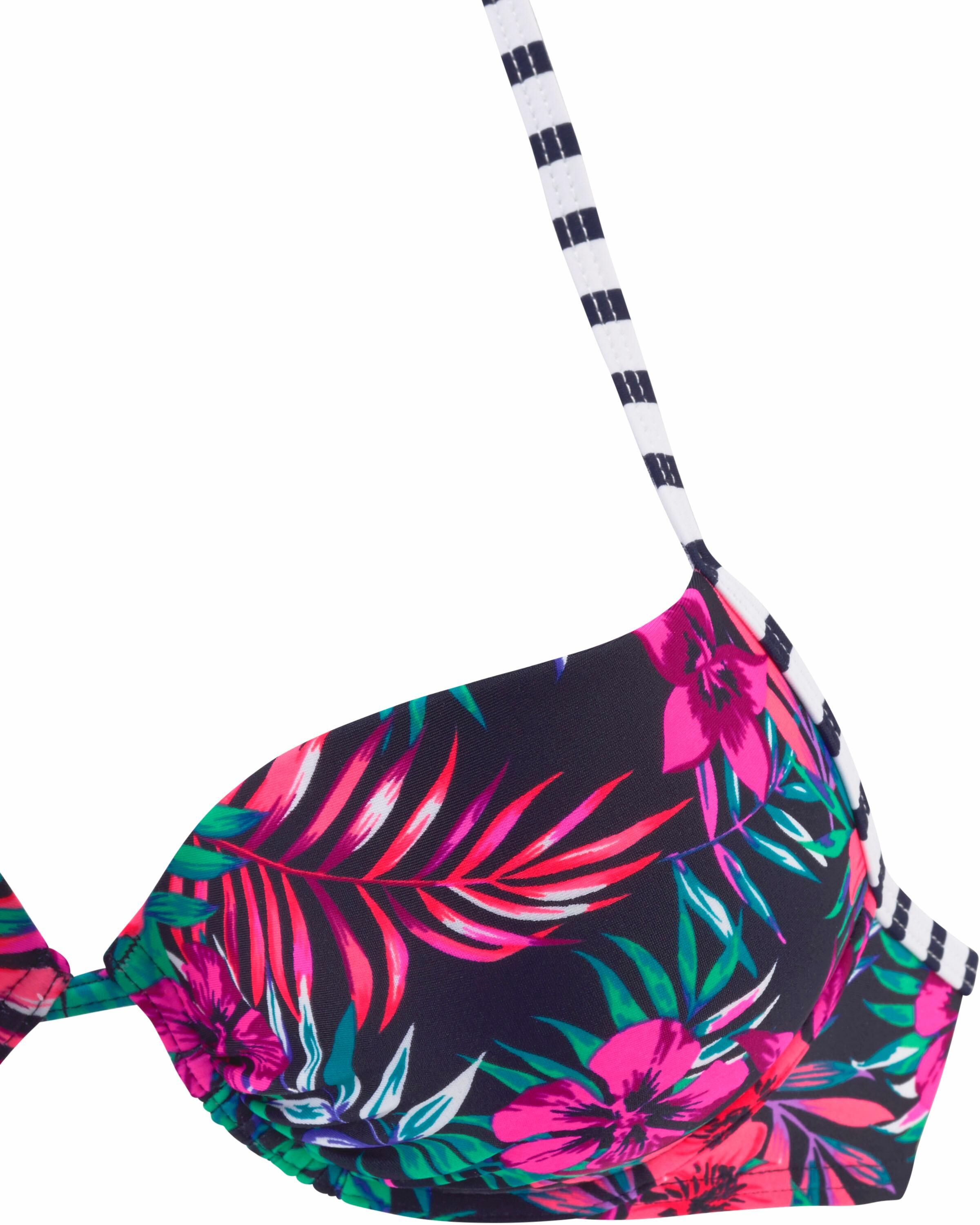 Push-Up-Bikini-Top VENICE BEACH "Summer", Damen, Gr. 34, Cup C, blau (marine, bedruckt), Polyamid, floral, Bikini-Oberteile Push-Up-Bikini-Top, mit wattierten Cups
