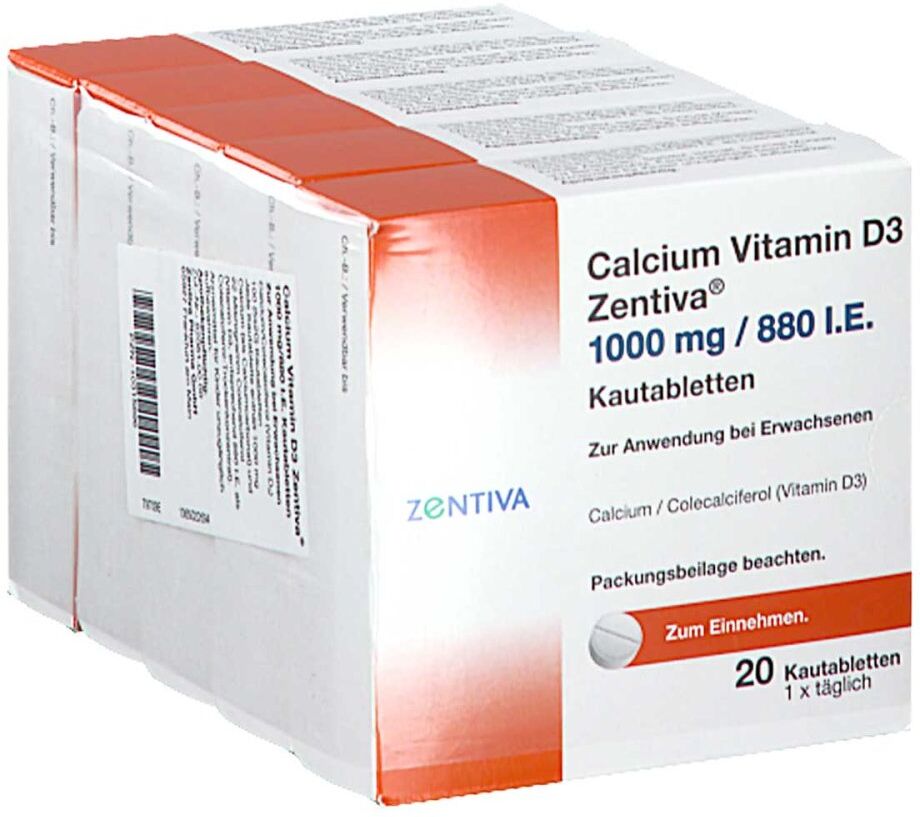 Calcium Vitamin D3 Zentiva 1000mg/880 internationale Einheiten 100stk