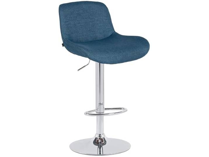CLP Barhocker Solon Chrom I Samtbezug oder Stoffbezug I Barstuhl höhenverstellbar und drehbar I gepolsterter Tresenhocker mit Rückenlehne Farbe blau Material Stoff