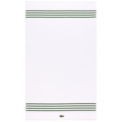 Badetuch LACOSTE "LCOURTLI", weiß (vert), B:90cm L:150cm, Frottier, Obermaterial: 97% Baumwolle, 3% Polyester, Handtücher, Badetuch, mit Label-Applikationen und gestreifter Bordüre