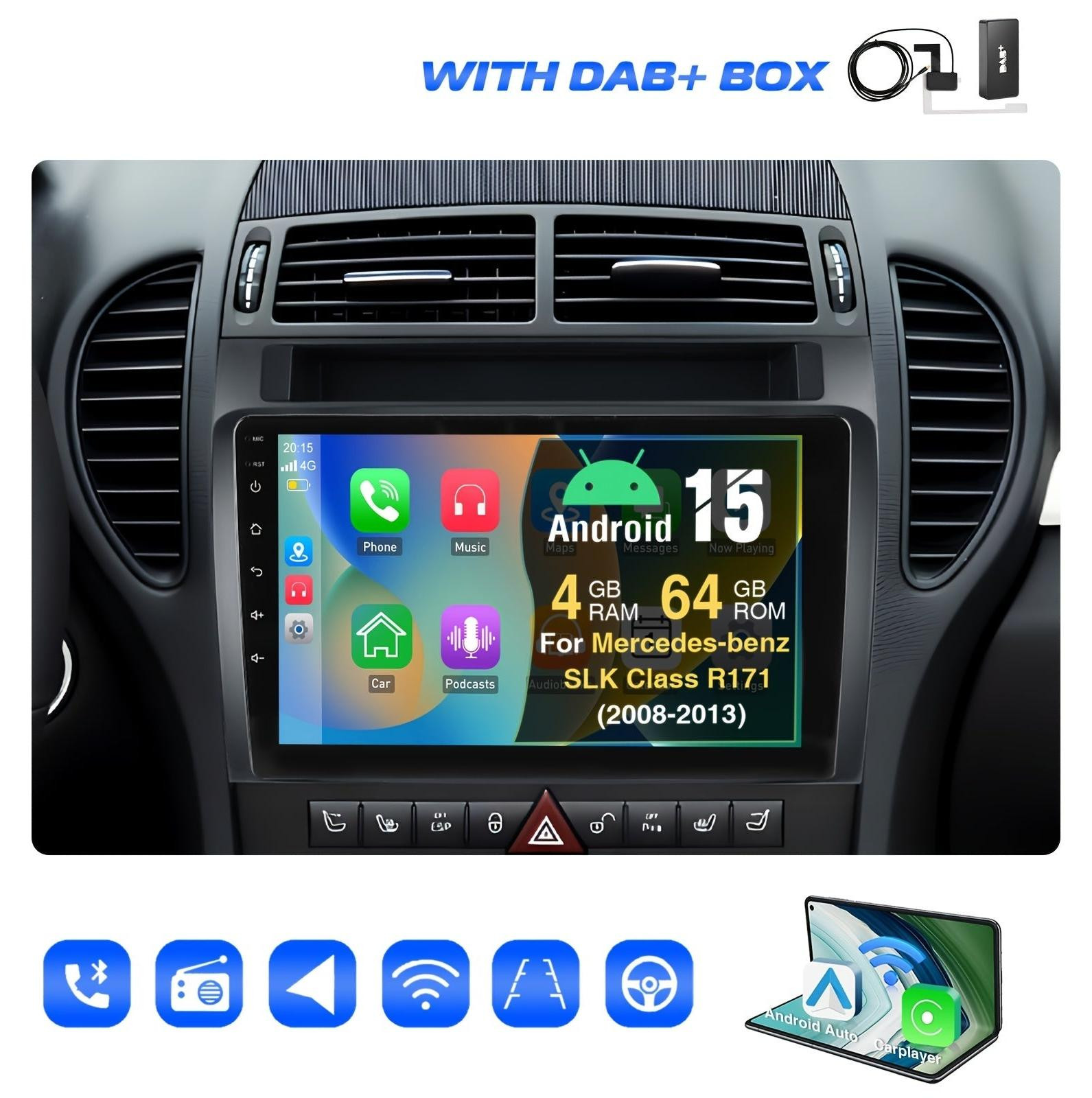 Selius 9 Inch IPS Touchscreen 2 DIN Autoradio met DAB+