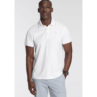 Poloshirt DELMAO "in vielen Sommer Farben Preis-Leistungs Bestseller", Herren, Gr. S (44/46), weiß, Piqué, Obermaterial: 100% Baumwolle, unifarben, Basic, regular fit, Rippbündchen, Shirts, Trendige lockere Passform, immer perfekt gestylt...