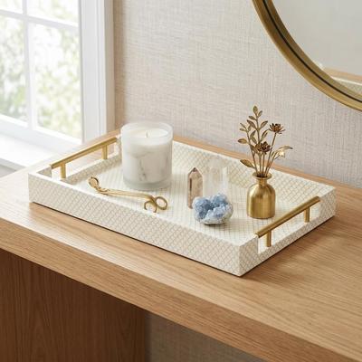 Cheungs Mariline Elegant Fish Scale Pattern Tray & Gold Handles