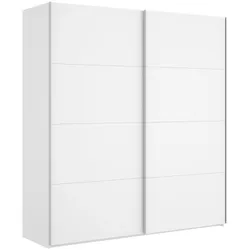 Dmora Kleiderschrank Saltoro, Garderobe für Schlafzimmer, Kleiderschrank mit 2 Schiebetüren, 180x65h204 cm, Weiß