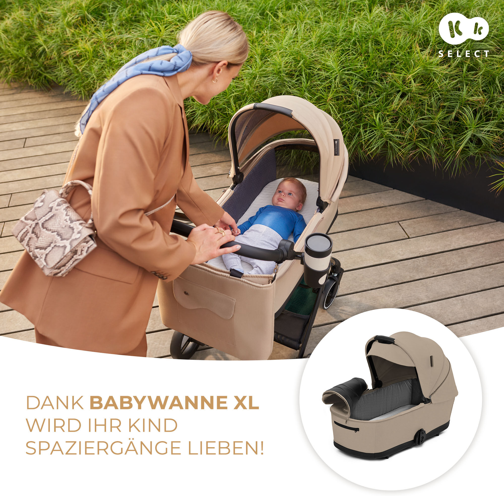 Kombi-Kinderwagen KINDERKRAFT "YOXI 2IN1", Kinder, sand beige, Aluminium, Kinderwagen