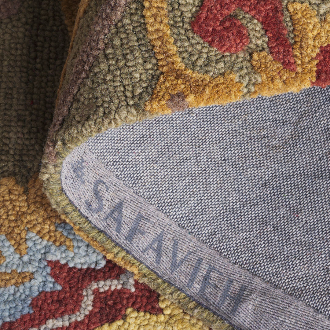 Blue Elephant Tansy Hand Tufted Wool Rug Green/Brown Square 122 cm