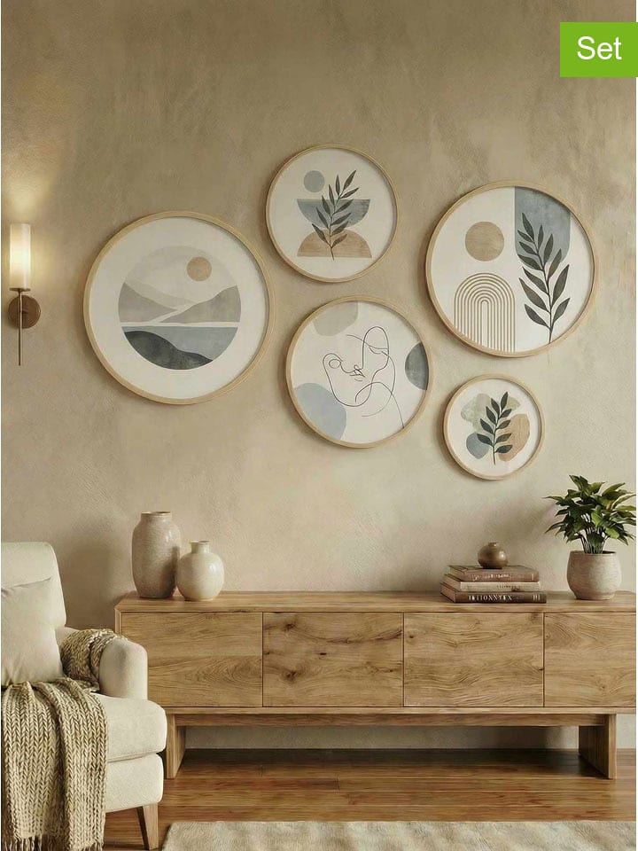 ABERTO DESIGN 5er-Set: Gerahmte Kunstdrucke - onesize