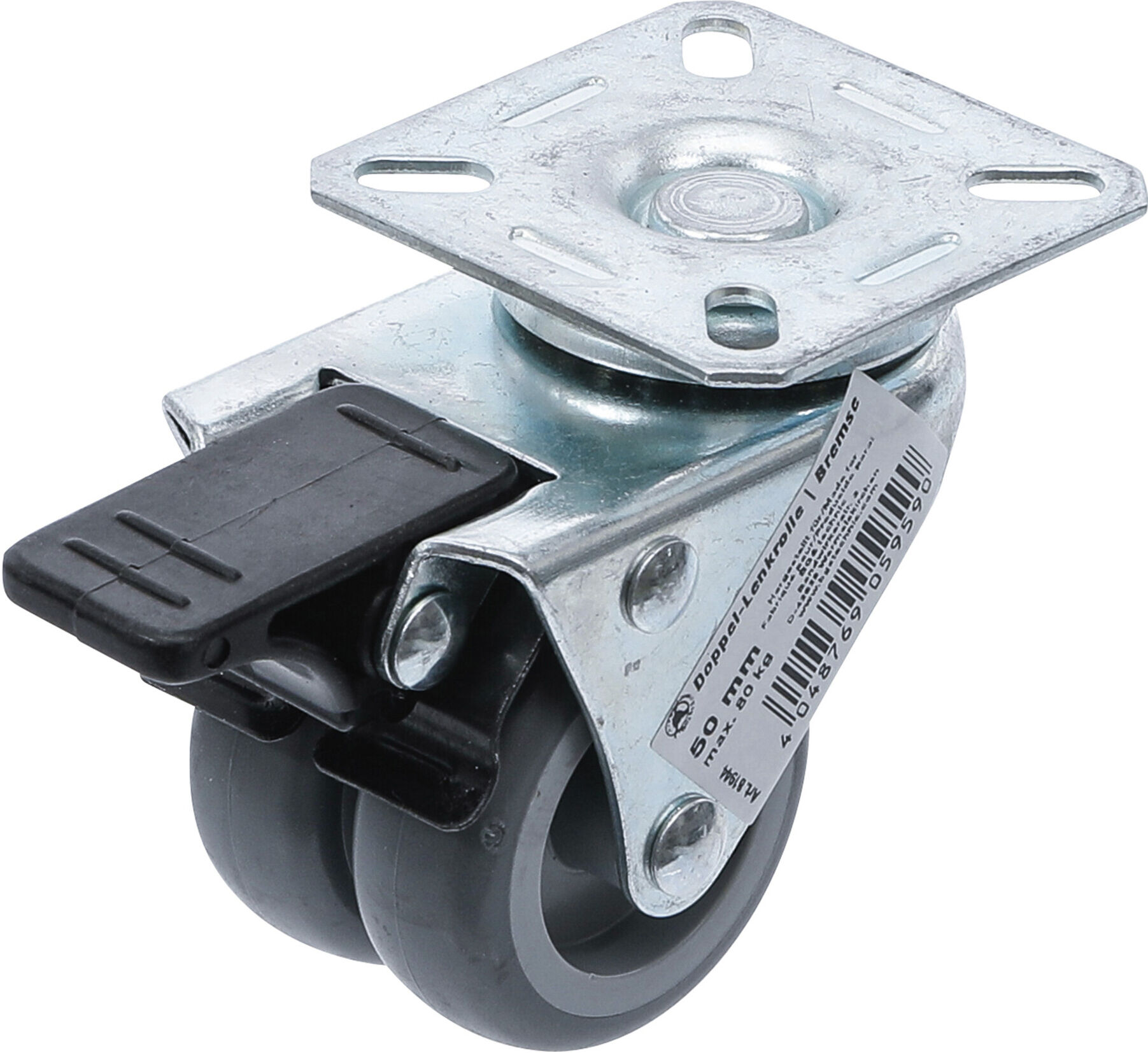 BGS Do it yourself Doppel-Lenkrolle mit Bremse Ø 50 mm (81944)