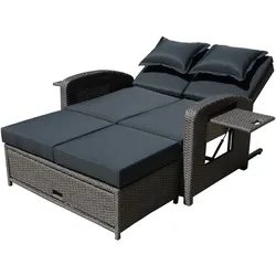Garden Pleasure Funktionssofa NIZZA, Polyrattan Braun / Kissen 100 % Polyester Schwarz