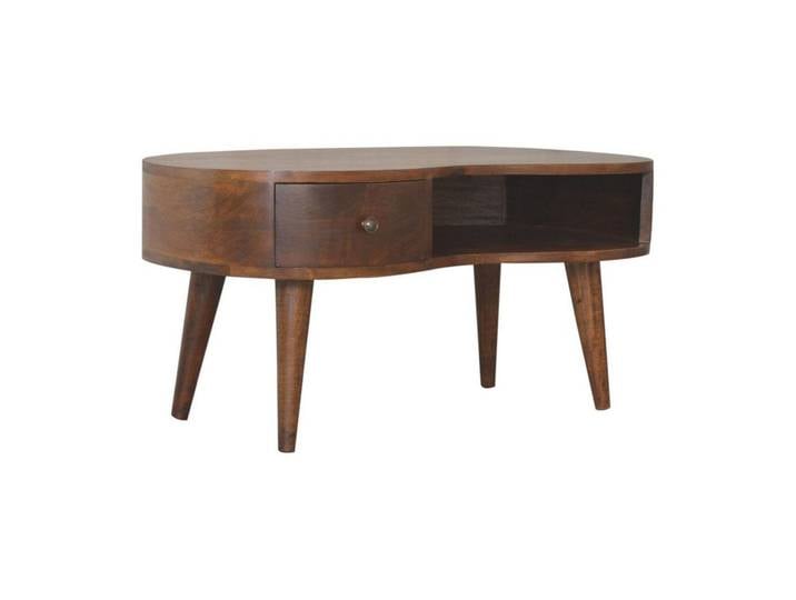 mukuhi Couchtisch Couchtisch Mango Massivholz Chestnut Schublade 80x50x40 cm