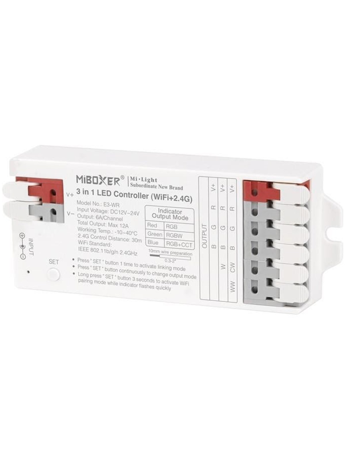 Miboxer WiFi Controller - 3-in-1 - RGB-CCT - DC12/24V - WiFi - 2.4GHz RF - 12A