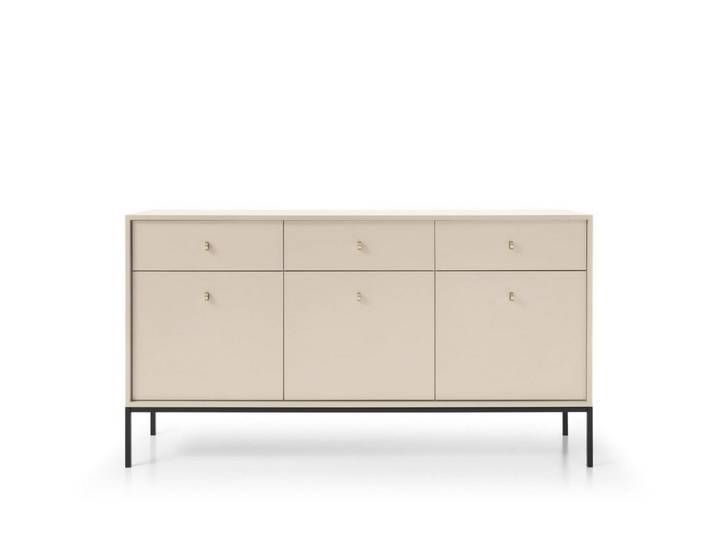 MOEBLO Kommode Melody III (Wohnzimmer, Esszimmer, Flur & Diele, Moderne Kommode Sideboard Schrank Highboard Goldene Türgriffe), (BxHxT): 154x39x83 cm