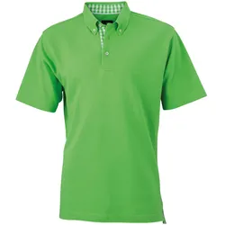 James & Nicholson Men ́s Plain Polo-Shirt, lime green/lime green/white, S