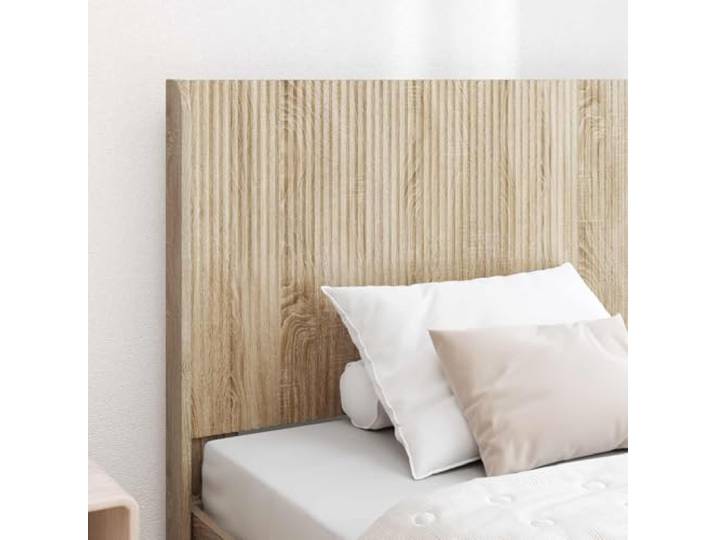 SKTQYQO Bettgestell mit Kopfteil Eiche Sonoma Technisches Holz, Lattenrost, seitlicher Behälter, 140 kg