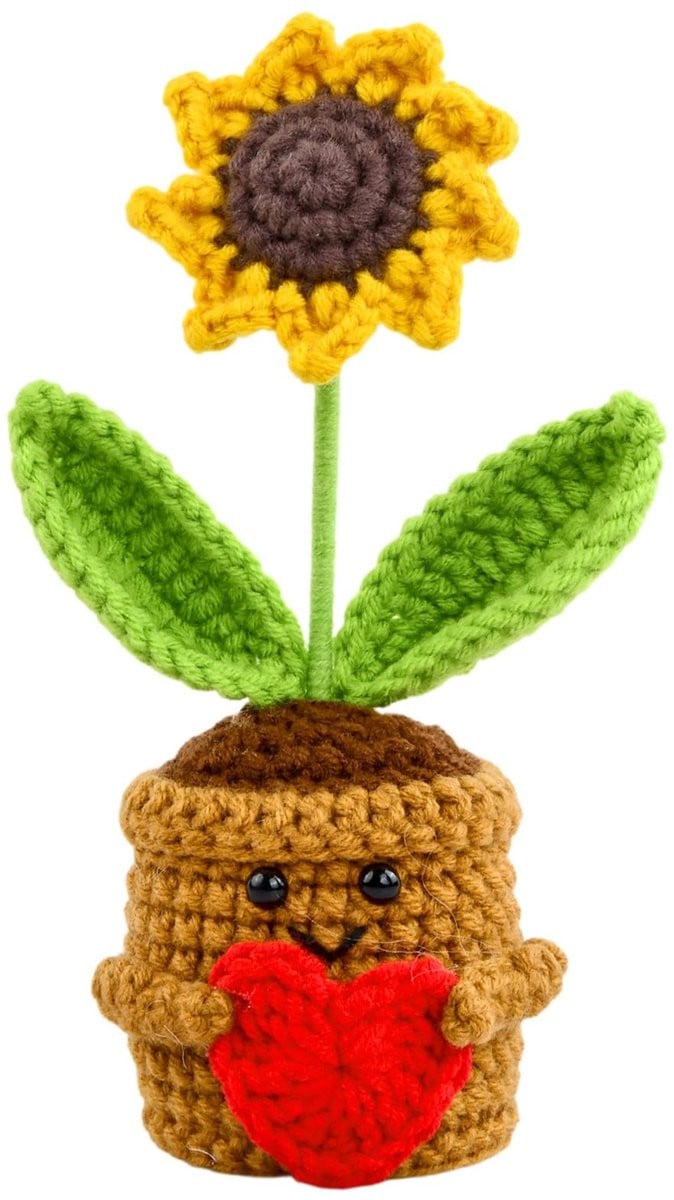 Dailygoods Handgemaakt kunstgehaakt bloemenboeket met mini-bloempot