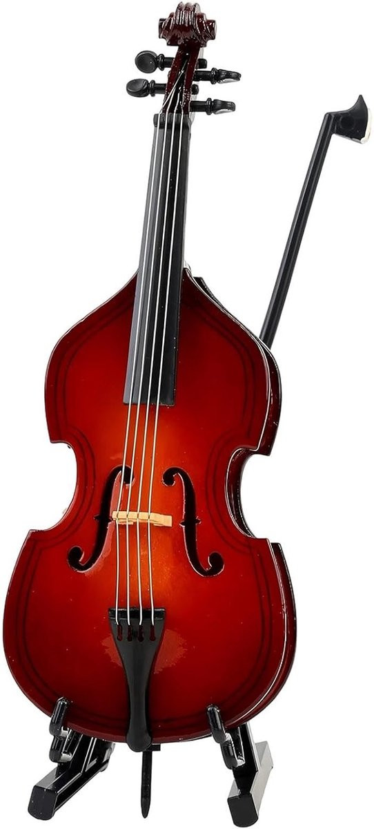 Decoratief ornament Mini Cello - Houtkleur - 10 cm