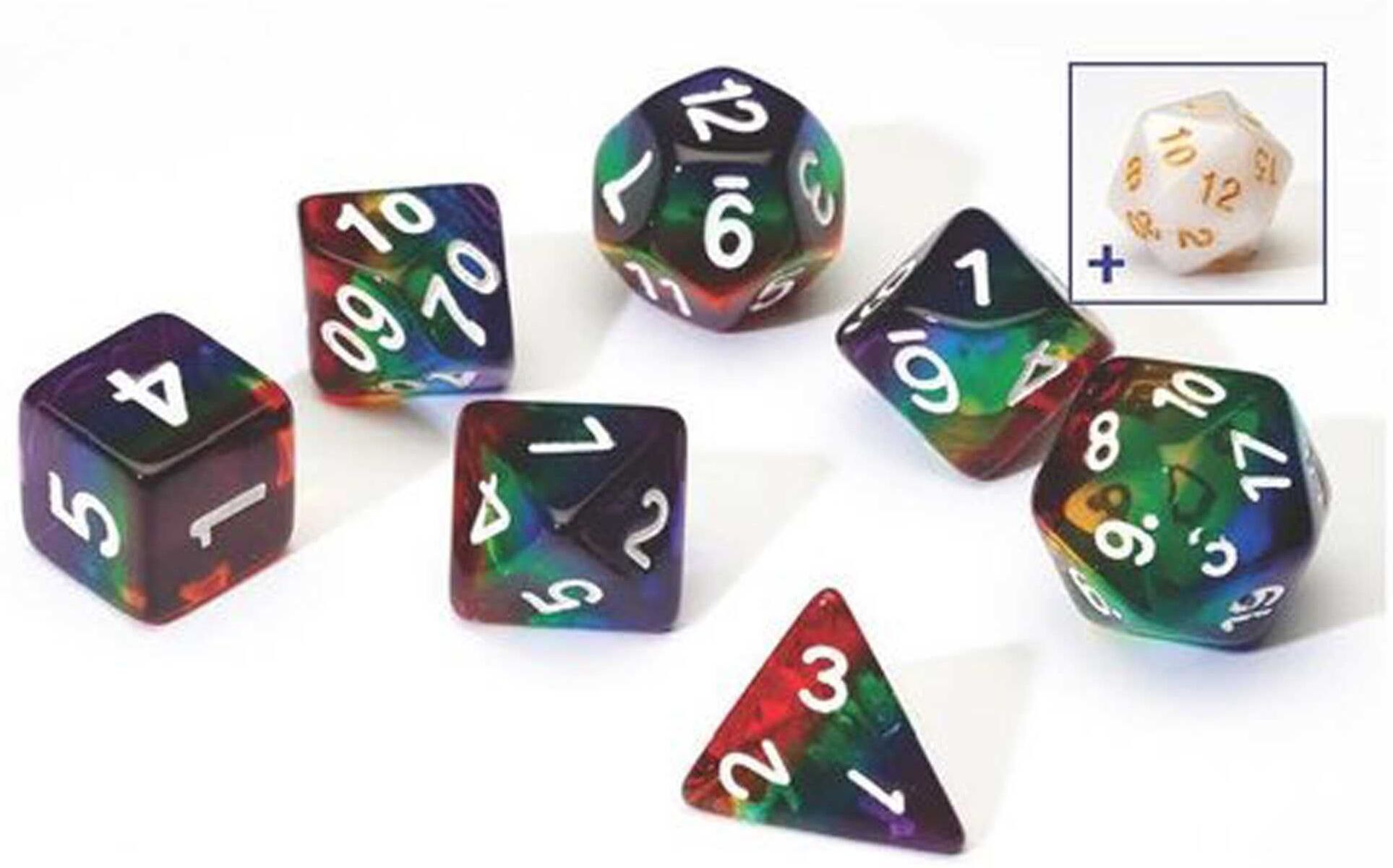 Rainbow Translucent Polyhedral Dice Set – Sirius Dice for Tabletop Roleplaying Games, Ages 6+
