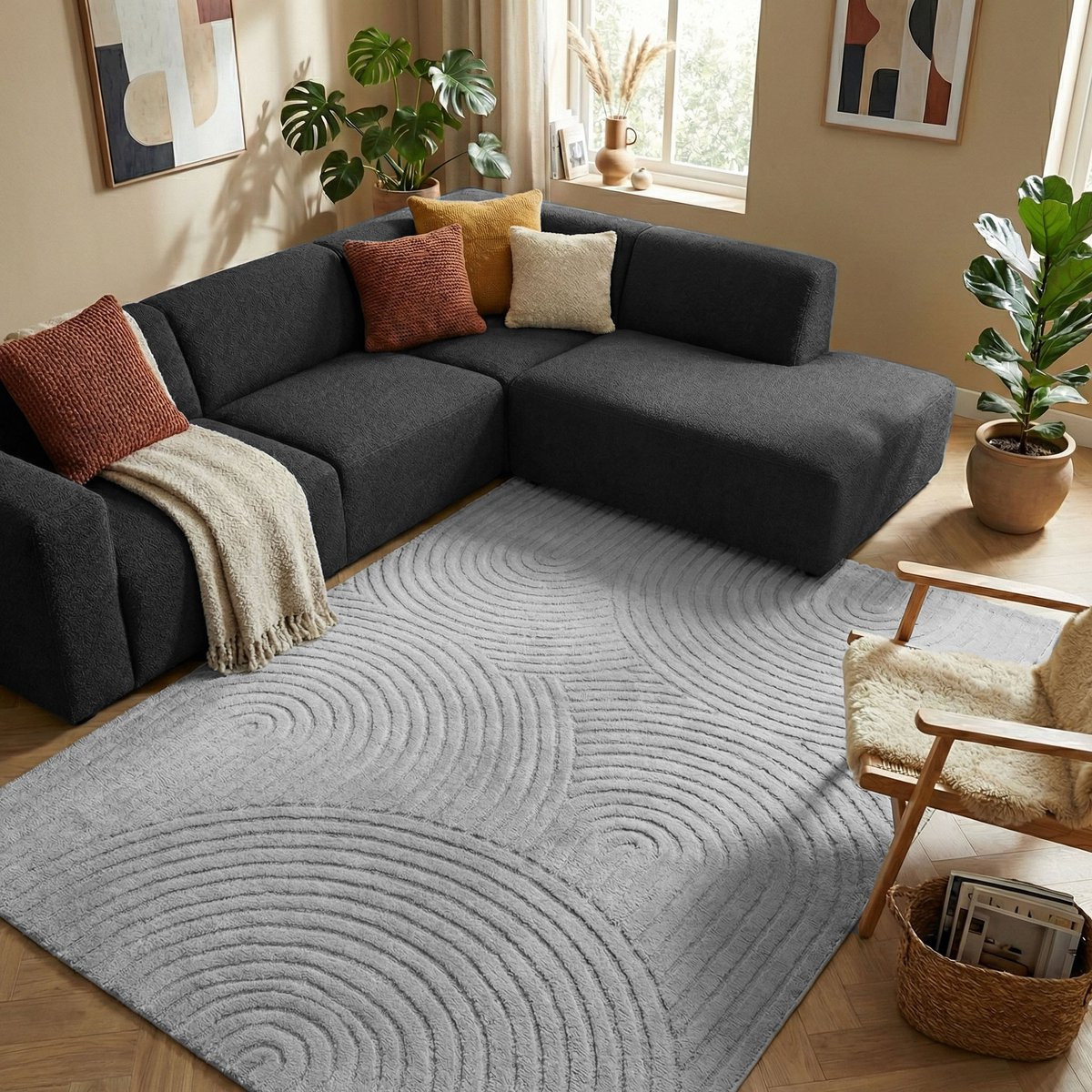 Flycarpets Skando Vloerkleed - Grijs - Japandi & Scandinavisch - Laagpolig - 140 x 200 cm