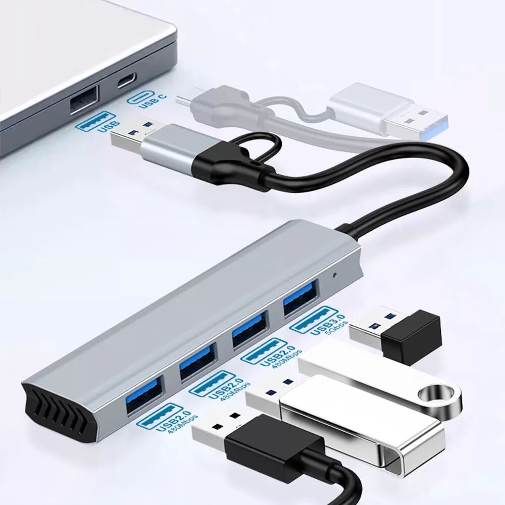 INF USB 3.0 4-Port Hub - Typ-C Adapter - High-Speed Datenübertragung