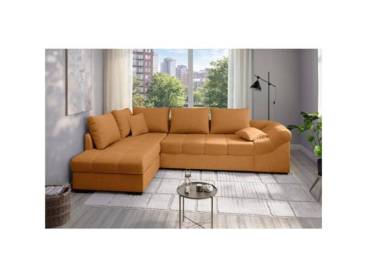 Eckschlafsofa, Gold, 298x202 cm, Textil, Liegefunktion & Rücken Echt, Modern, MID.YOU