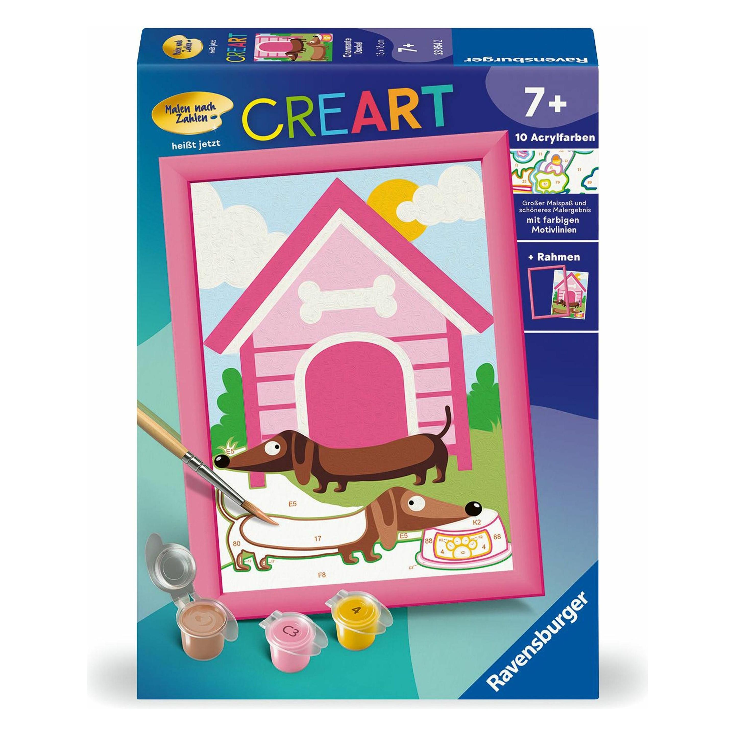 Ravensburger CreArt - Malen nach Zahlen 23954 - Charmante Dackel - Kinder ab 7 Jahren (23954)