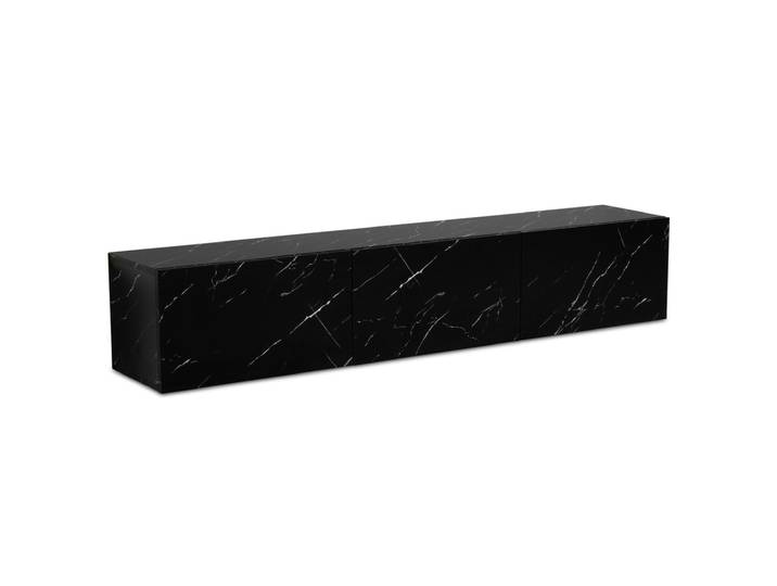 Lowboard 160 x 30 x 30 cm modern marmoroptik Schwarz/Weiß