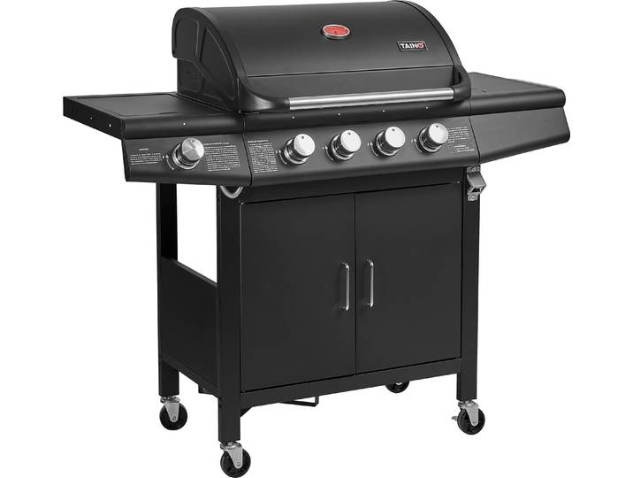 TAINO RED 4+1 Gasgrill schwarz 4 Edelstahl Brenner Seitenkocher