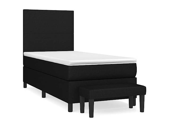 KKgypkn Boxspringbett mit Matratze Schwarz 90x190 cm Stoff, Taschenfederkernmatratze inklusive, höhenverstellbares Kopfteil, atmungsaktiv und langlebig