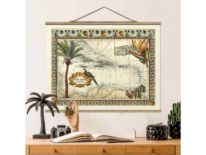 Tableau déco West Indies Tissu Multicolore 50 x 38cm